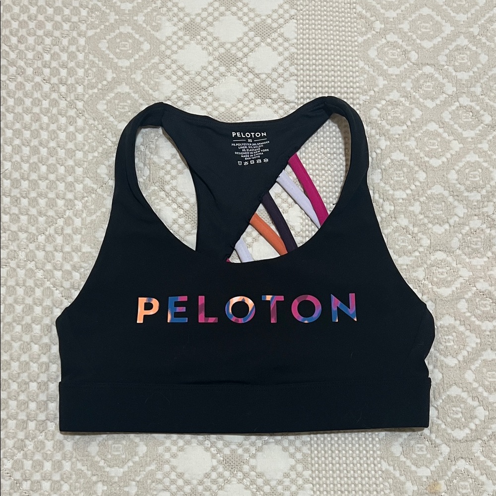Peloton Black Bra with Colorful Straps